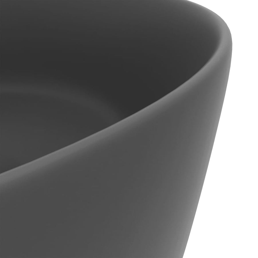 Wastafel rond 40x15 cm keramiek mat donkergrijs matte dark grey