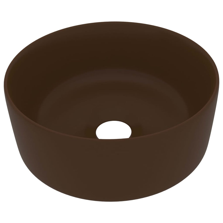 Wastafel rond 40x15 cm keramiek mat donkerbruin matte dark brown
