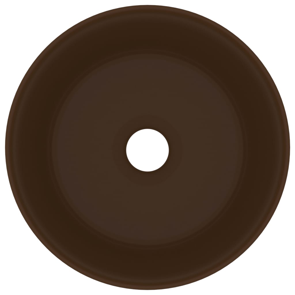 Wastafel rond 40x15 cm keramiek mat donkerbruin matte dark brown