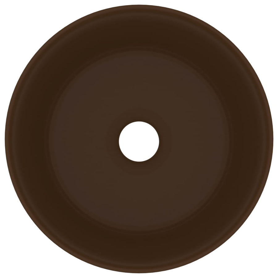 Wastafel rond 40x15 cm keramiek mat donkerbruin matte dark brown