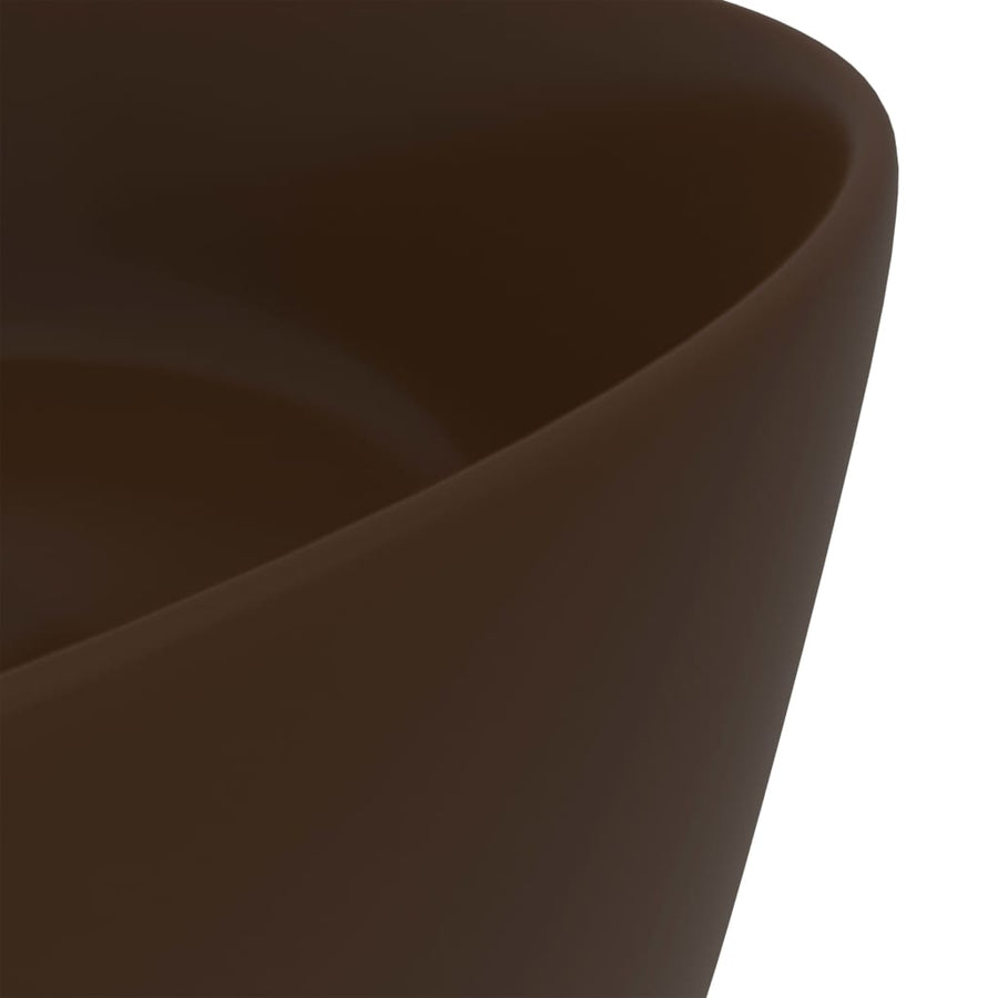Wastafel rond 40x15 cm keramiek mat donkerbruin matte dark brown