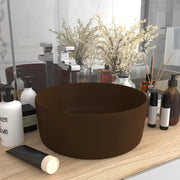Washbasin round 40x15 cm ceramic matt dark brown