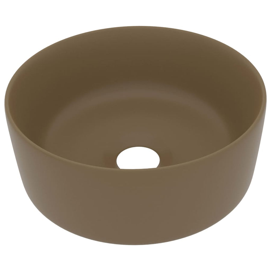 Wastafel rond 40x15 cm keramiek matcrème matte cream
