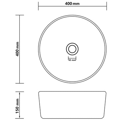 Wastafel rond 40x15 cm keramiek matcrème matte cream