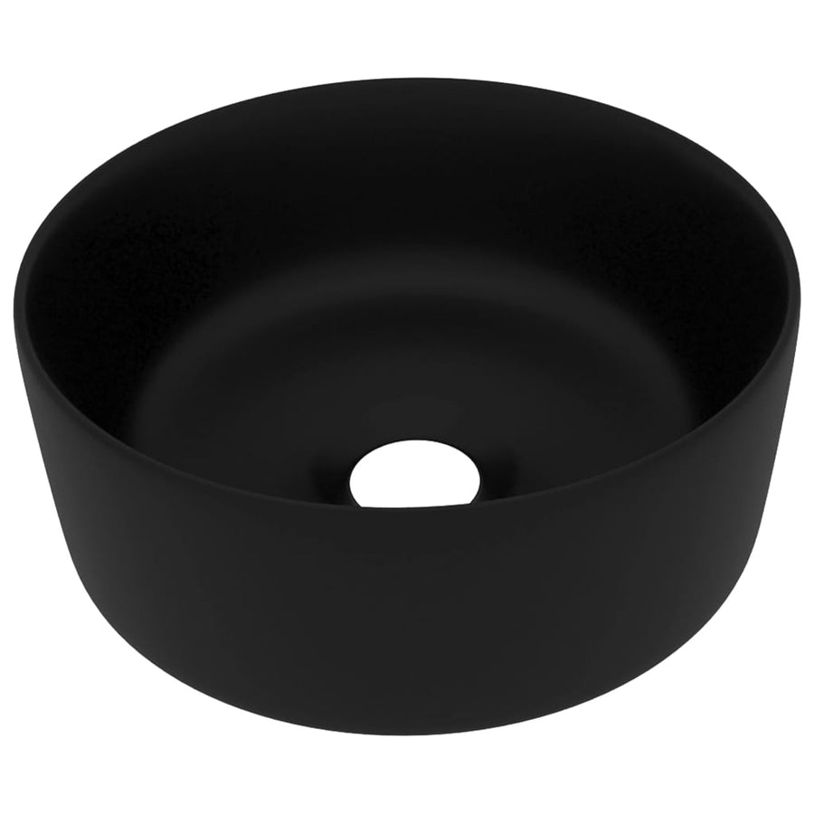 Wastafel rond 40x15 cm keramiek matzwart Mat zwart