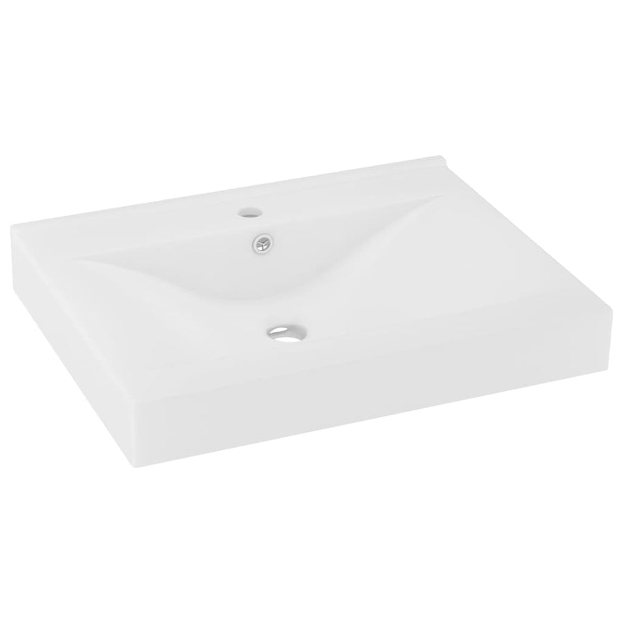 Wastafel Met Kraangat 60X46 Cm Keramiek Matwit matte white