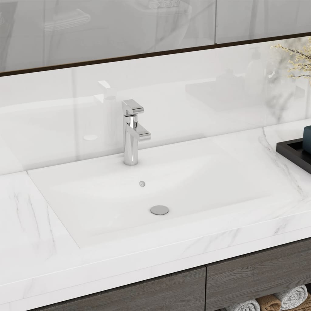 Wastafel Met Kraangat 60X46 Cm Keramiek Matwit matte white
