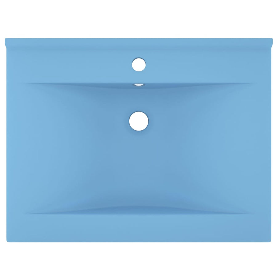 Wastafel Met Kraangat 60X46 Cm Keramiek Mat Lichtblauw matte light blue