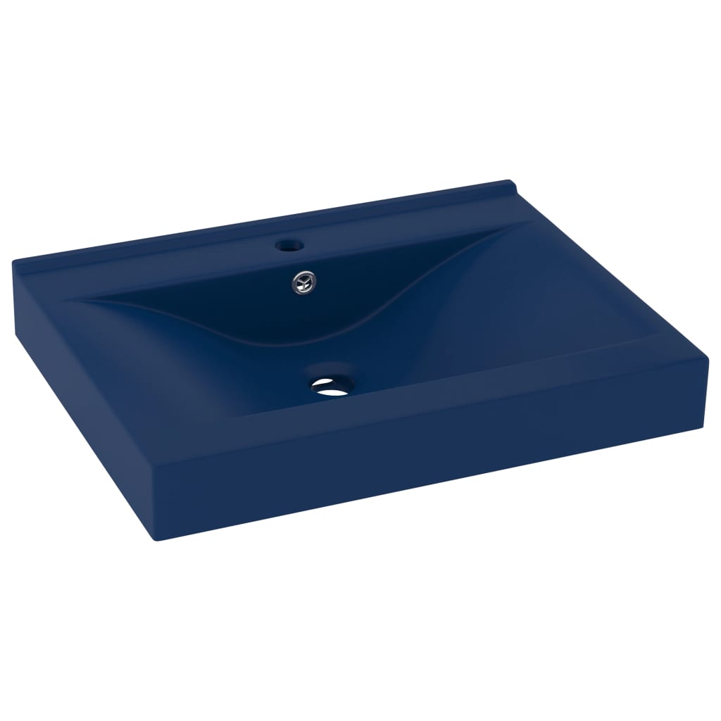Wastafel Met Kraangat 60X46 Cm Keramiek Mat Donkerblauw matte dark blue