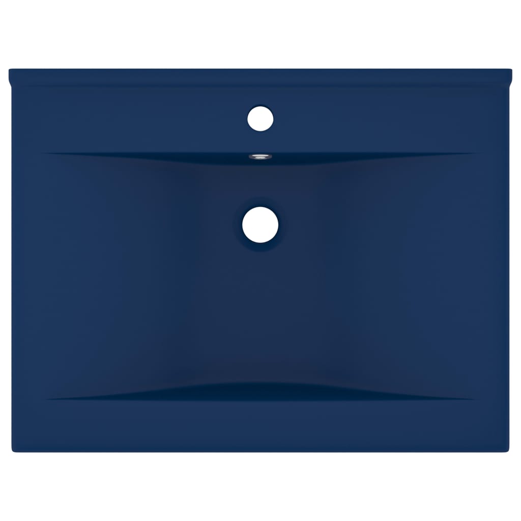 Wastafel Met Kraangat 60X46 Cm Keramiek Mat Donkerblauw matte dark blue