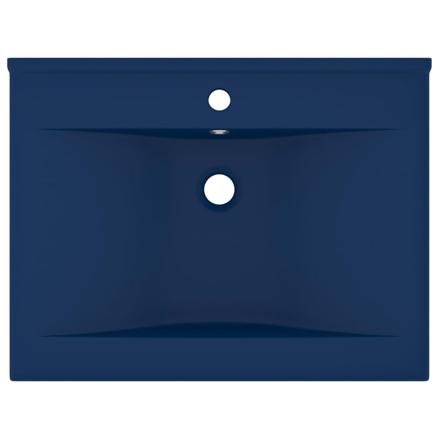 Wastafel Met Kraangat 60X46 Cm Keramiek Mat Donkerblauw matte dark blue