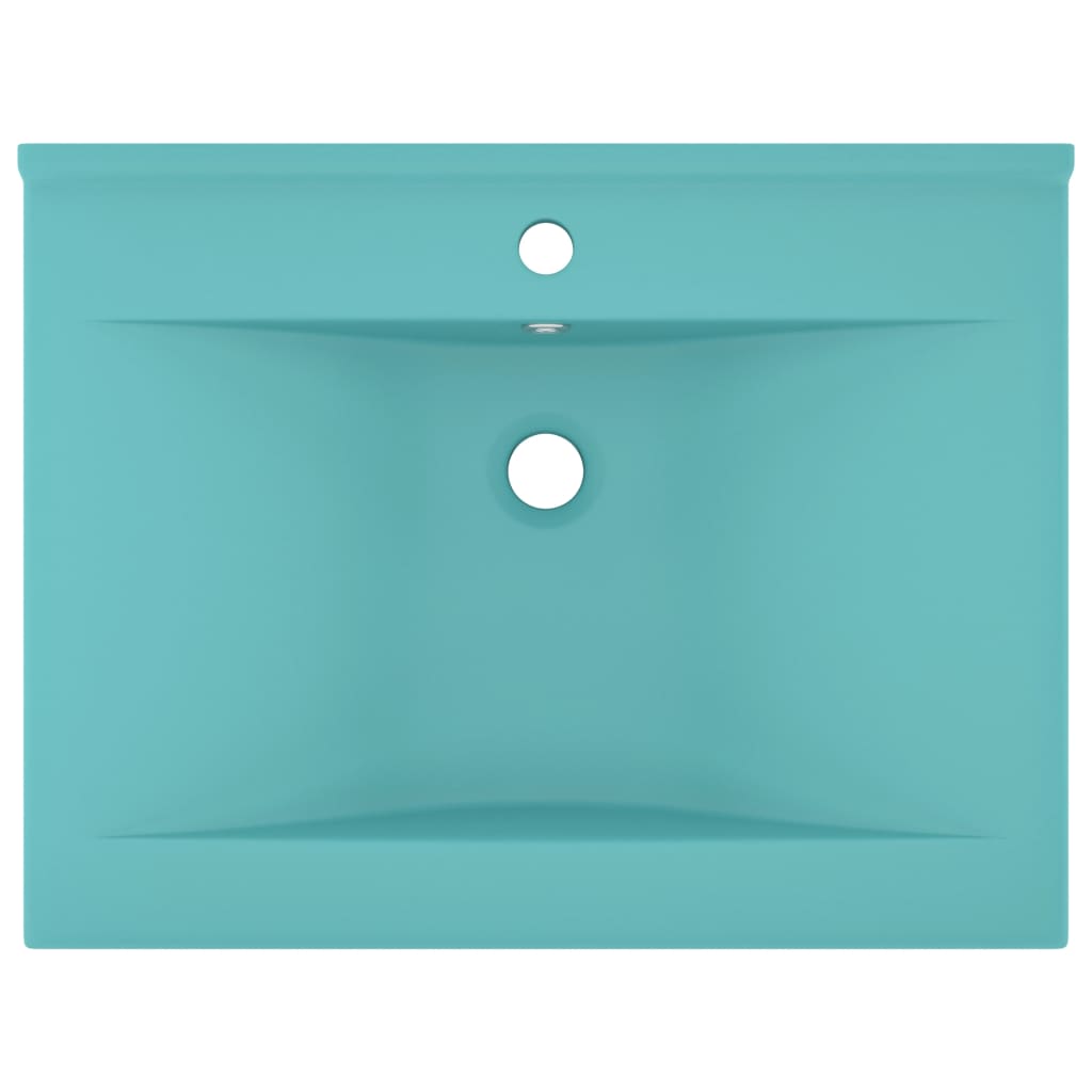 Wastafel Met Kraangat 60X46 Cm Keramiek Mat Lichtgroen matte light green