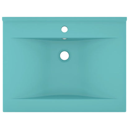 Wastafel Met Kraangat 60X46 Cm Keramiek Mat Lichtgroen matte light green