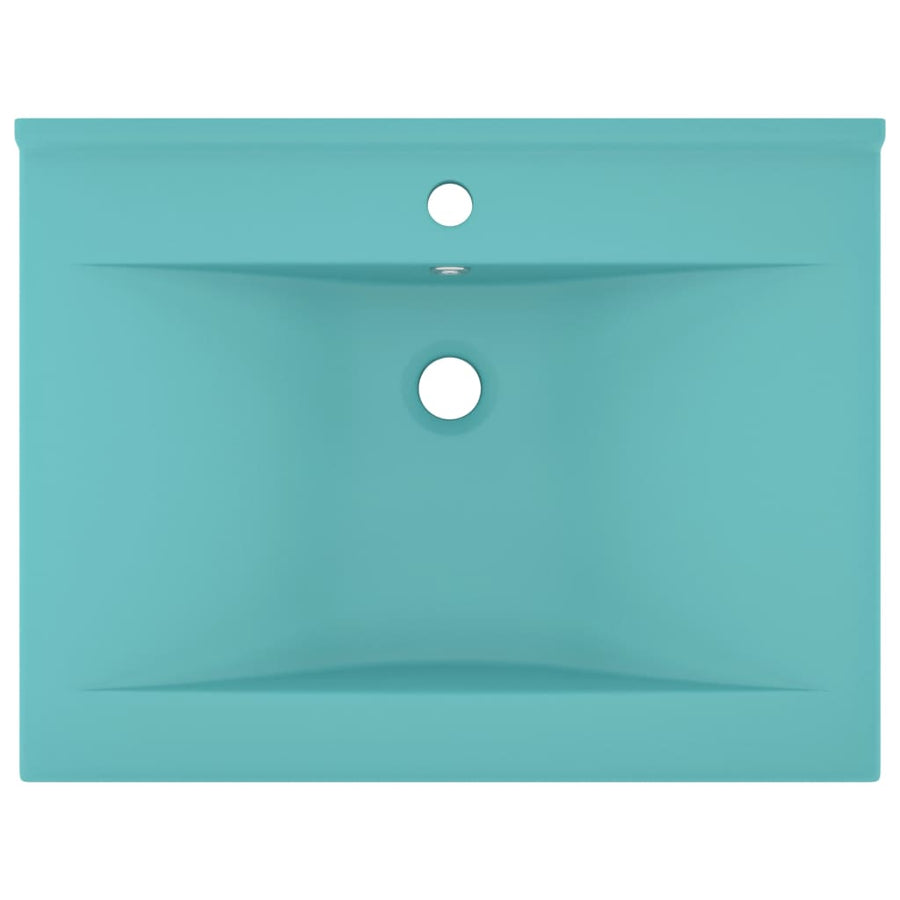 Wastafel Met Kraangat 60X46 Cm Keramiek Mat Lichtgroen matte light green