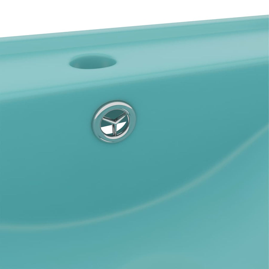 Wastafel Met Kraangat 60X46 Cm Keramiek Mat Lichtgroen matte light green