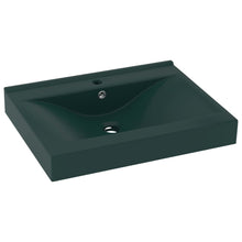 Wastafel Met Kraangat 60X46 Cm Keramiek Mat Donkergroen matte dark green