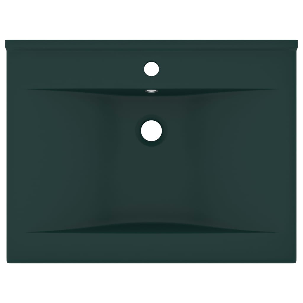 Wastafel Met Kraangat 60X46 Cm Keramiek Mat Donkergroen matte dark green