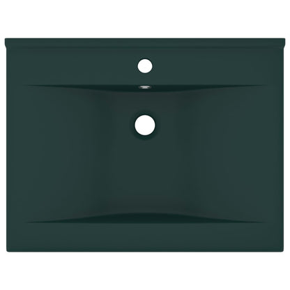Wastafel Met Kraangat 60X46 Cm Keramiek Mat Donkergroen matte dark green