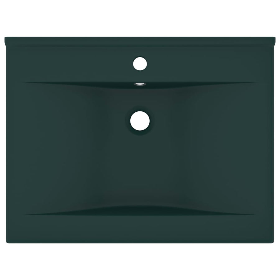 Wastafel Met Kraangat 60X46 Cm Keramiek Mat Donkergroen matte dark green