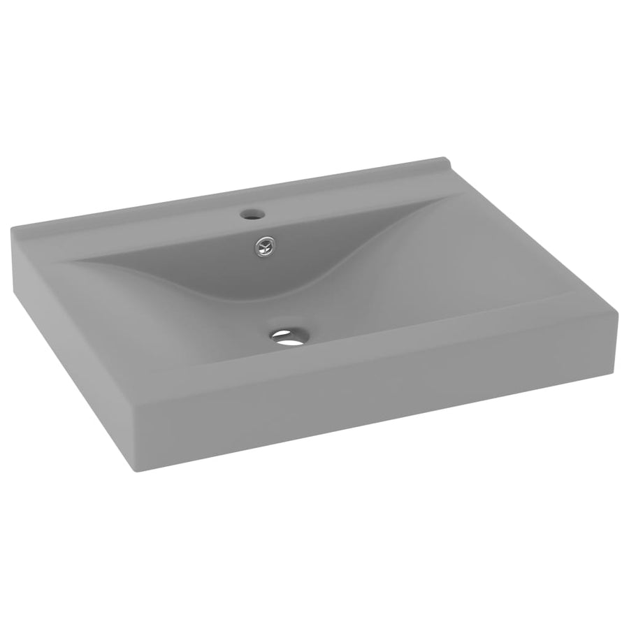 Wastafel Met Kraangat 60X46 Cm Keramiek Mat Lichtgrijs matte light grey