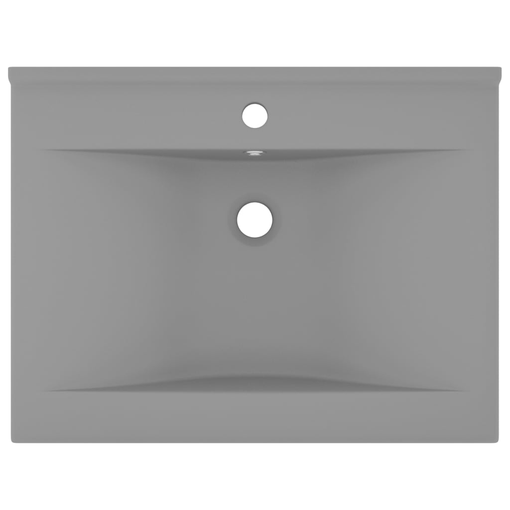 Wastafel Met Kraangat 60X46 Cm Keramiek Mat Lichtgrijs matte light grey