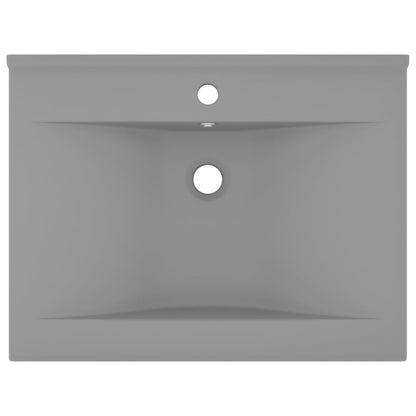 Wastafel Met Kraangat 60X46 Cm Keramiek Mat Lichtgrijs matte light grey