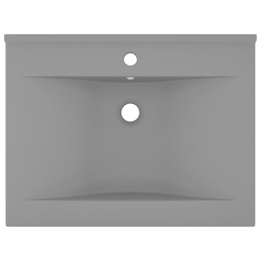 Wastafel Met Kraangat 60X46 Cm Keramiek Mat Lichtgrijs matte light grey