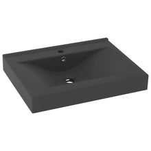 Wastafel Met Kraangat 60X46 Cm Keramiek Mat Donkergrijs matte dark grey