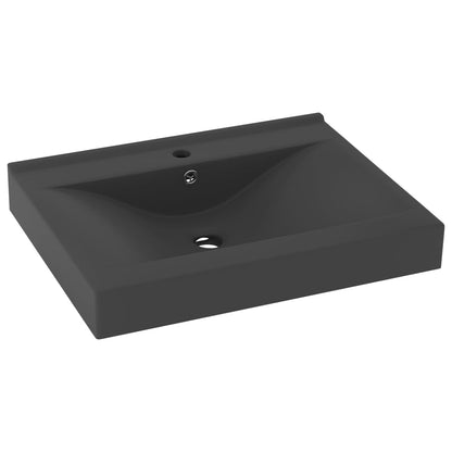 Wastafel Met Kraangat 60X46 Cm Keramiek Mat Donkergrijs matte dark grey