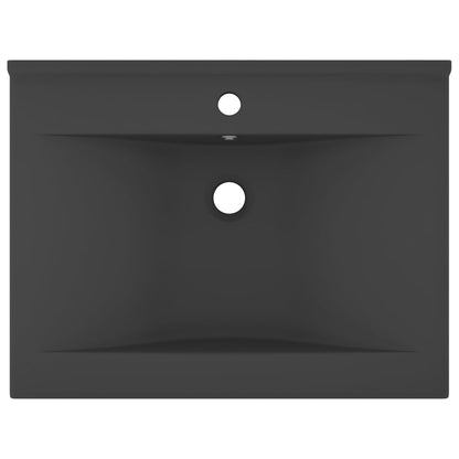 Wastafel Met Kraangat 60X46 Cm Keramiek Mat Donkergrijs matte dark grey