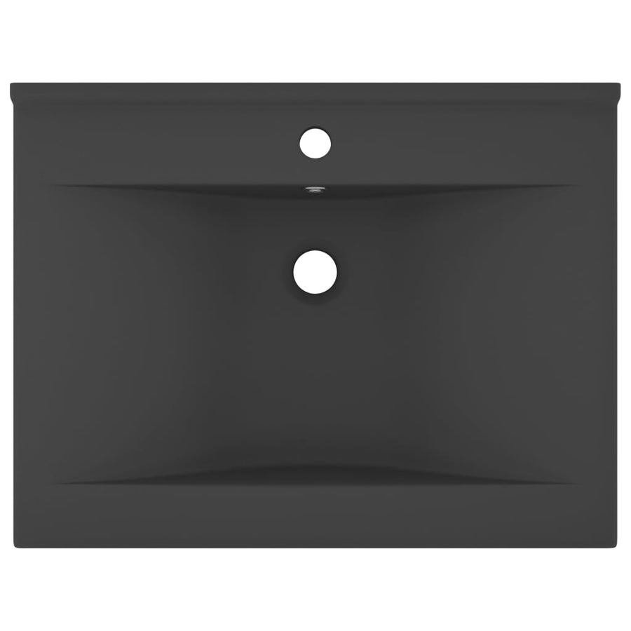 Wastafel Met Kraangat 60X46 Cm Keramiek Mat Donkergrijs matte dark grey
