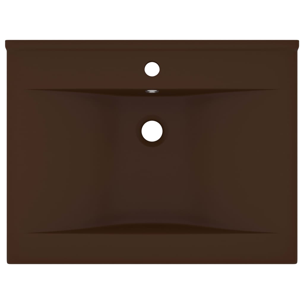 Wastafel Met Kraangat 60X46 Cm Keramiek Mat Donkerbruin matte dark brown