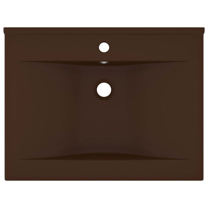 Wastafel Met Kraangat 60X46 Cm Keramiek Mat Donkerbruin matte dark brown