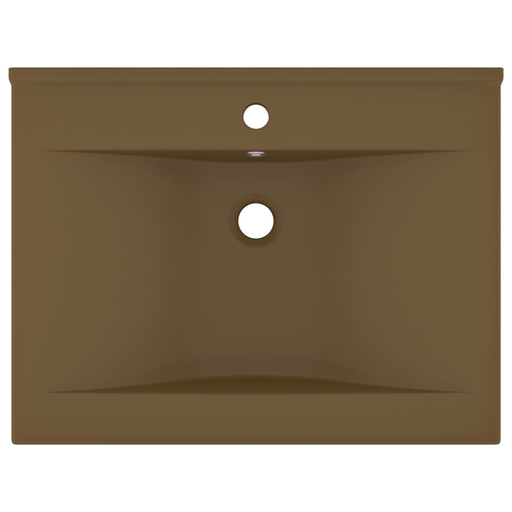 Wastafel Met Kraangat 60X46 Cm Keramiek Matcrème matecrèmekleurig