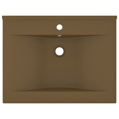 Wastafel Met Kraangat 60X46 Cm Keramiek Matcrème matecrèmekleurig