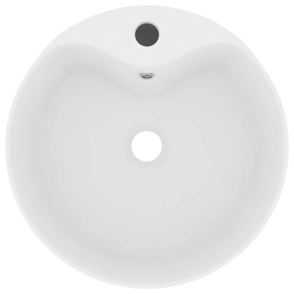 Wastafel Met Overloop 36X13 Cm Keramiek Matwit matte white