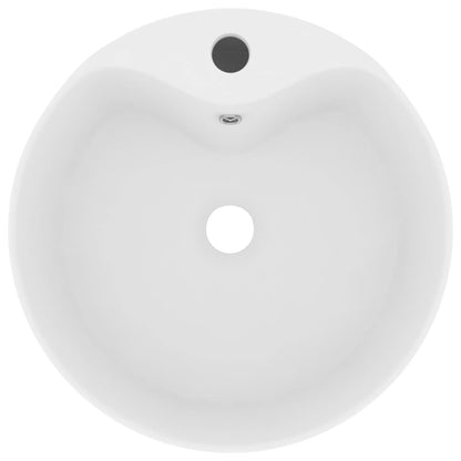 Wastafel Met Overloop 36X13 Cm Keramiek Matwit matte white