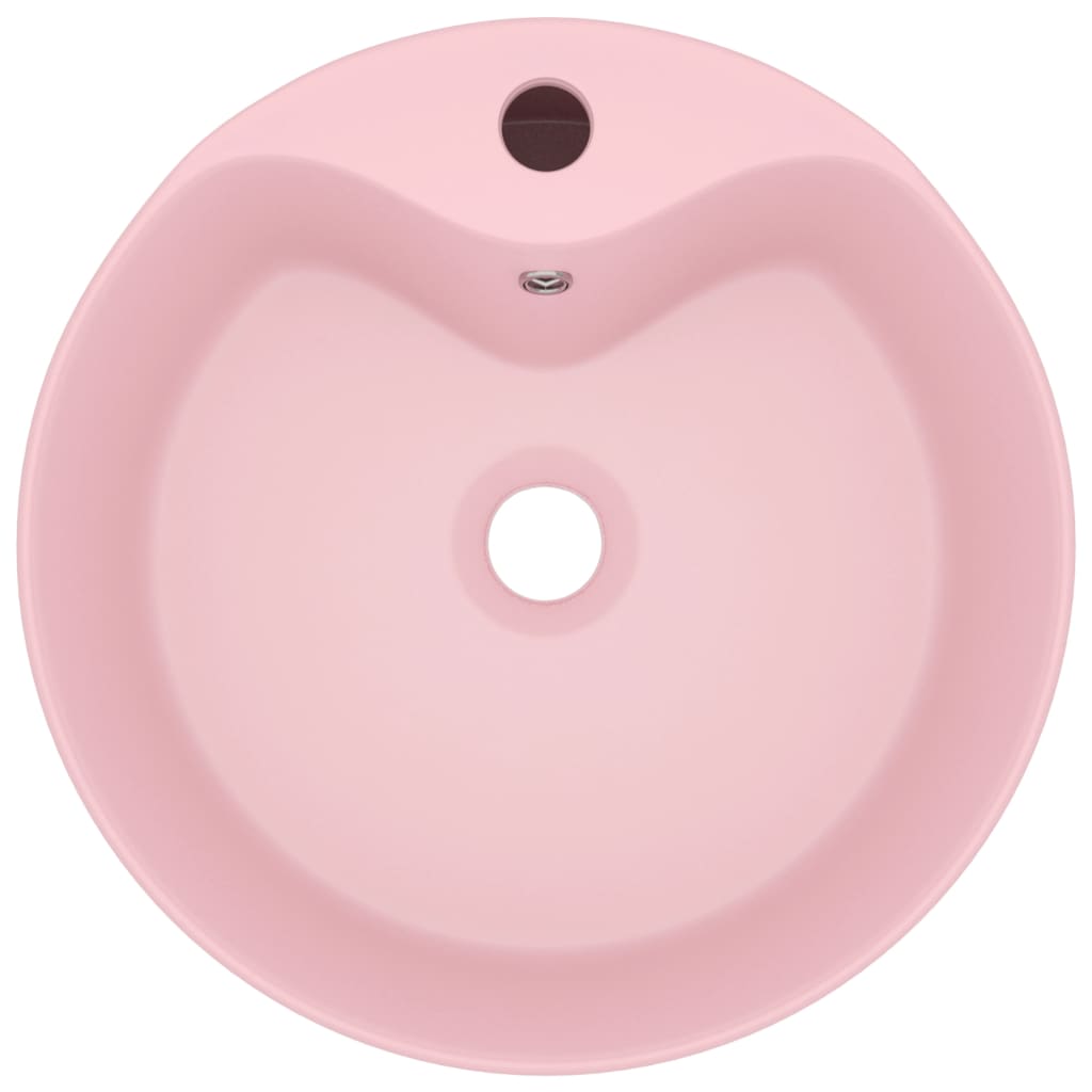 Wastafel met overloop 36x13 cm keramiek matroze matte pink