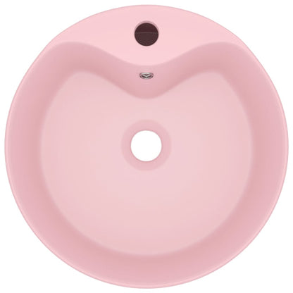 Wastafel met overloop 36x13 cm keramiek matroze matte pink