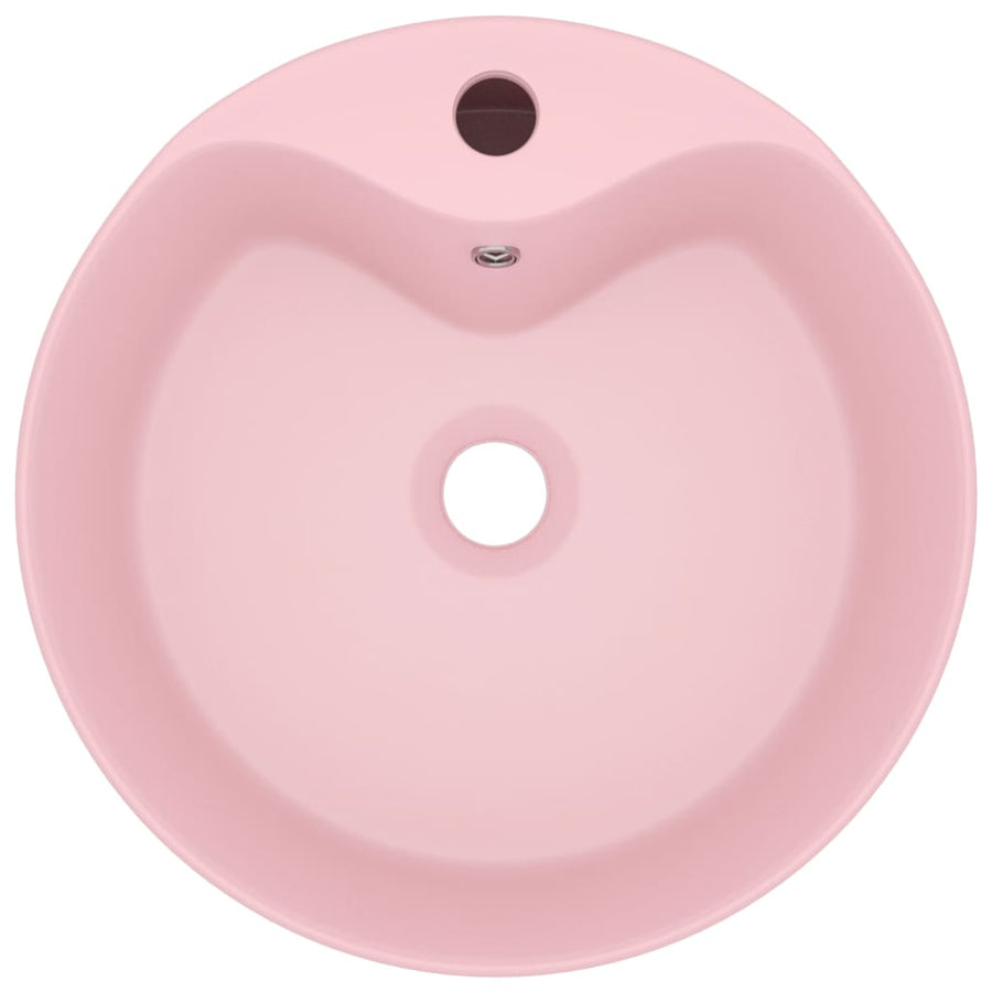Wastafel met overloop 36x13 cm keramiek matroze matte pink