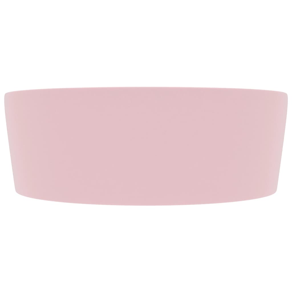 Wastafel met overloop 36x13 cm keramiek matroze matte pink