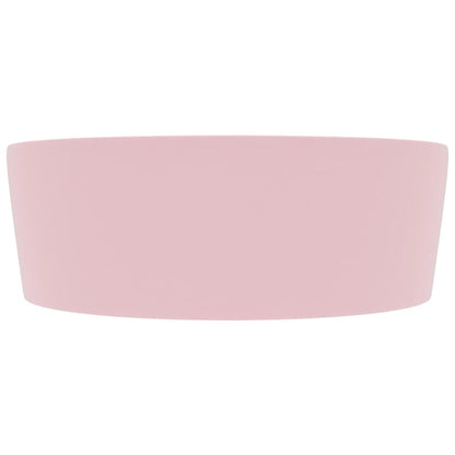 Wastafel met overloop 36x13 cm keramiek matroze matte pink