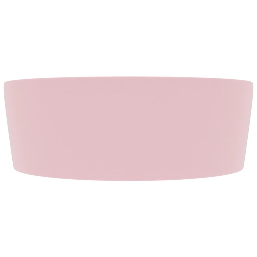 Wastafel met overloop 36x13 cm keramiek matroze matte pink