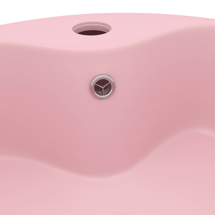 Wastafel met overloop 36x13 cm keramiek matroze matte pink