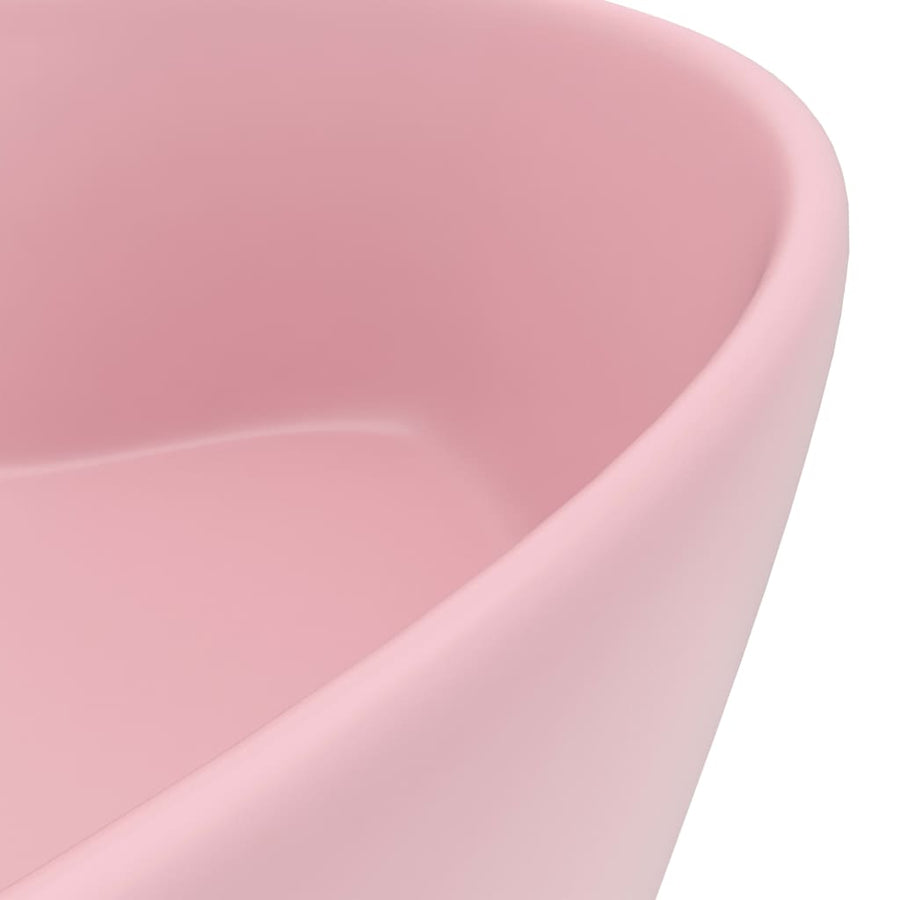 Wastafel met overloop 36x13 cm keramiek matroze matte pink