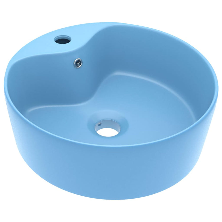 Wastafel met overloop 36x13 cm keramiek mat lichtblauw matte light blue
