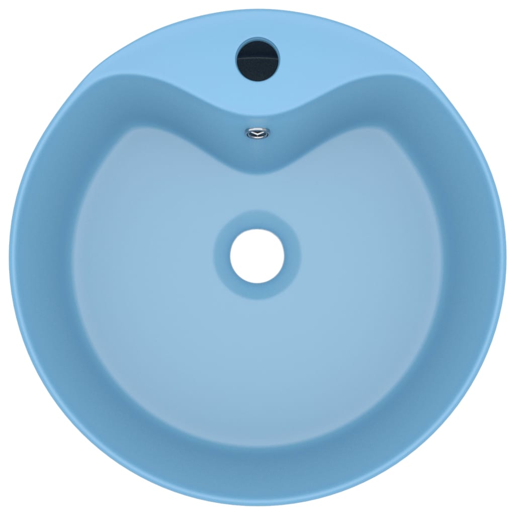 Wastafel met overloop 36x13 cm keramiek mat lichtblauw matte light blue