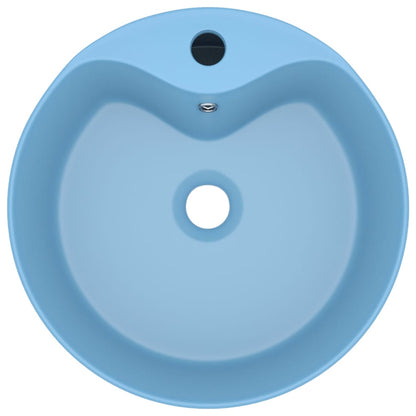 Wastafel met overloop 36x13 cm keramiek mat lichtblauw matte light blue