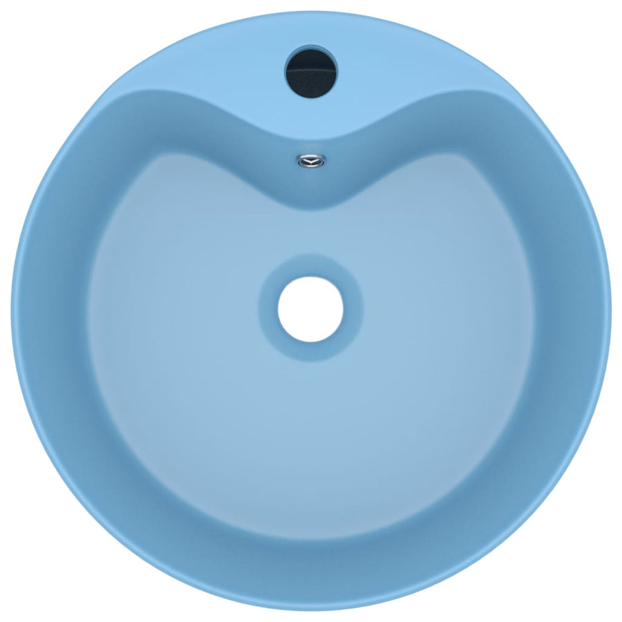 Wastafel met overloop 36x13 cm keramiek mat lichtblauw matte light blue