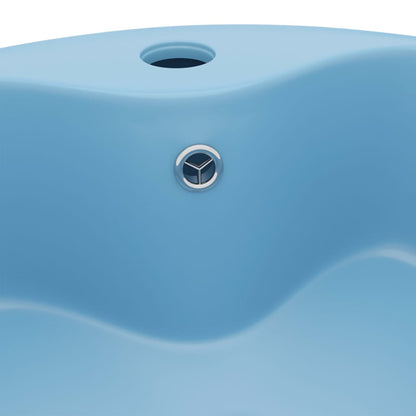 Wastafel met overloop 36x13 cm keramiek mat lichtblauw matte light blue